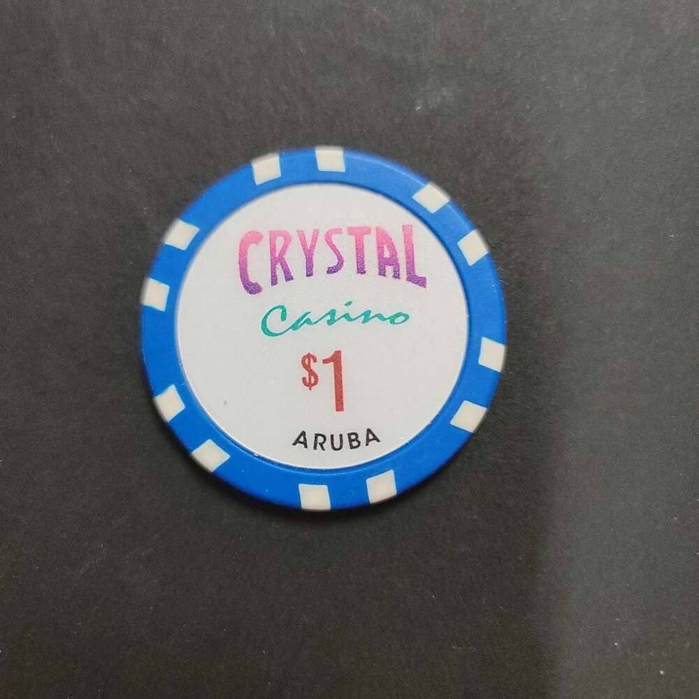 Casino Chip CRYSTAL CASINO ARUBA $1 blue gaming